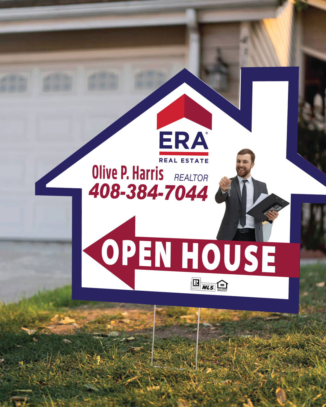 ERA Blue Frame House Modern Shape Sign