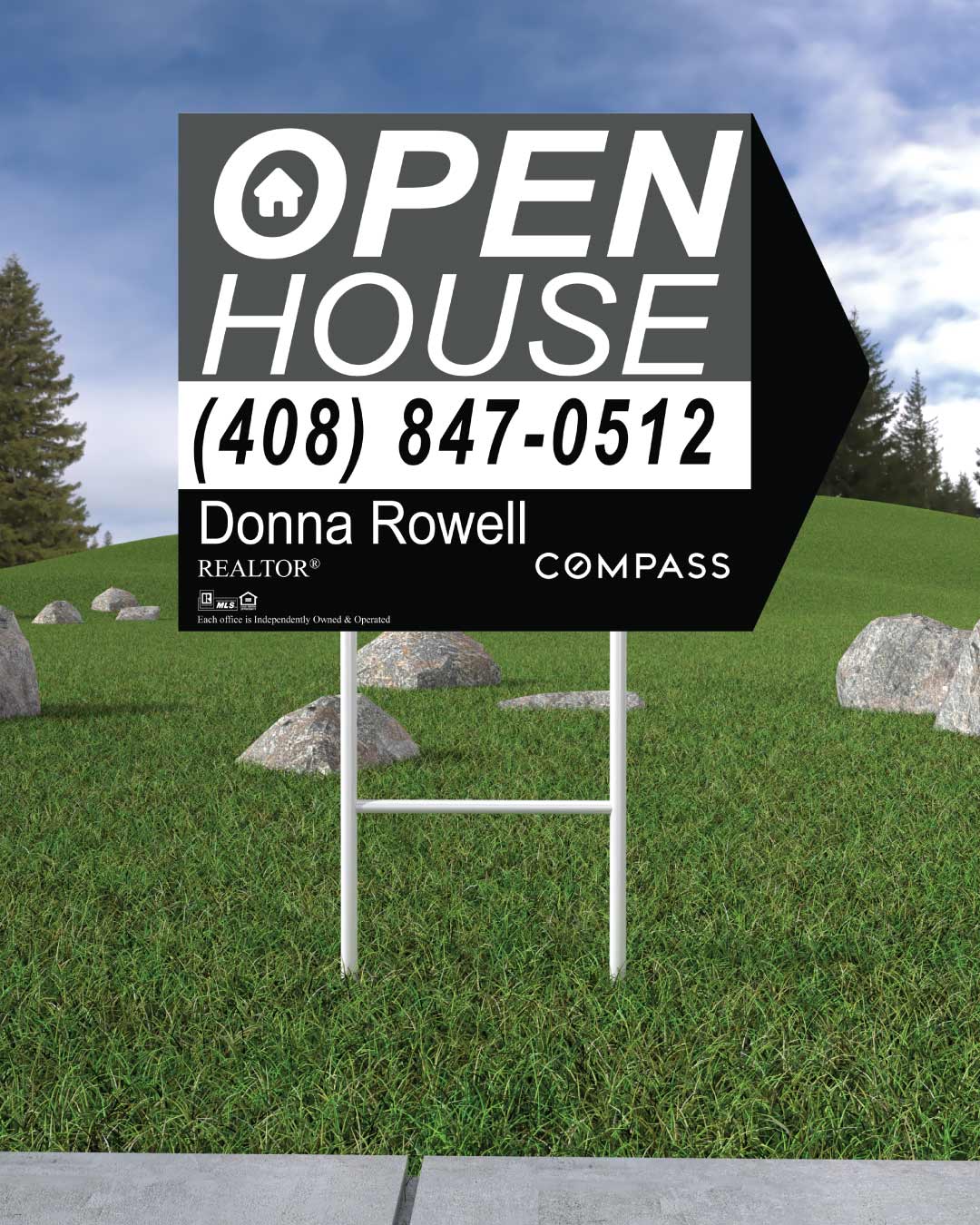 COMPASS Simple Black and Gray Arrow Shape Sign
