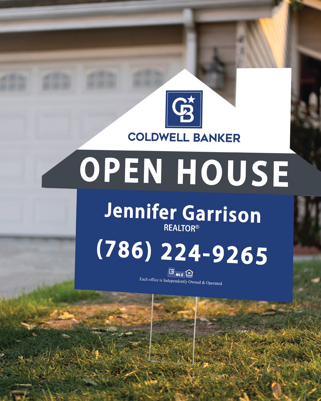 Coldwell Banker Tri Color Stripes House Modern Shape Sign