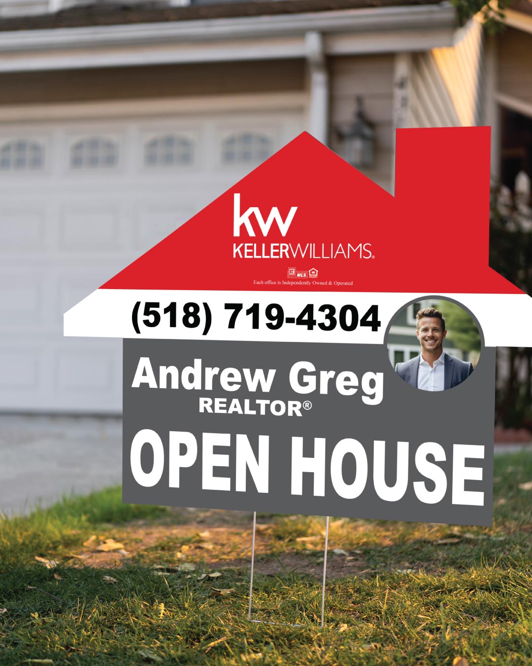 AP Printing - Keller Williams Realty Scarlet Towers House Shape Sign - Custom Printing Services