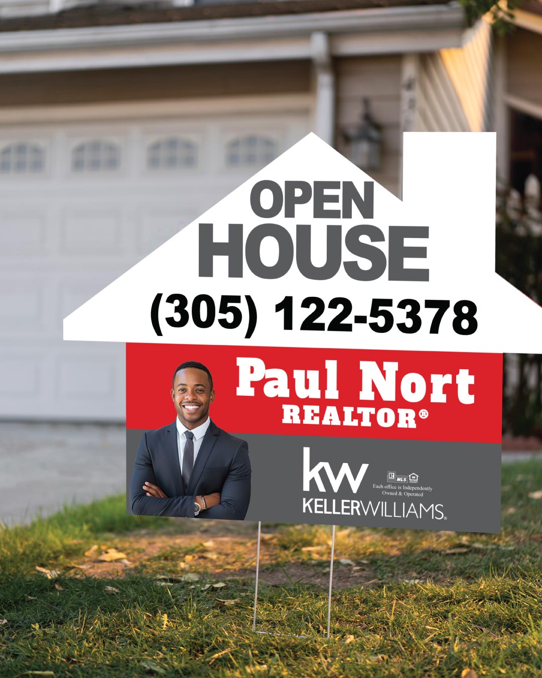 Keller Williams Realty Red Horizon House Shape Sign