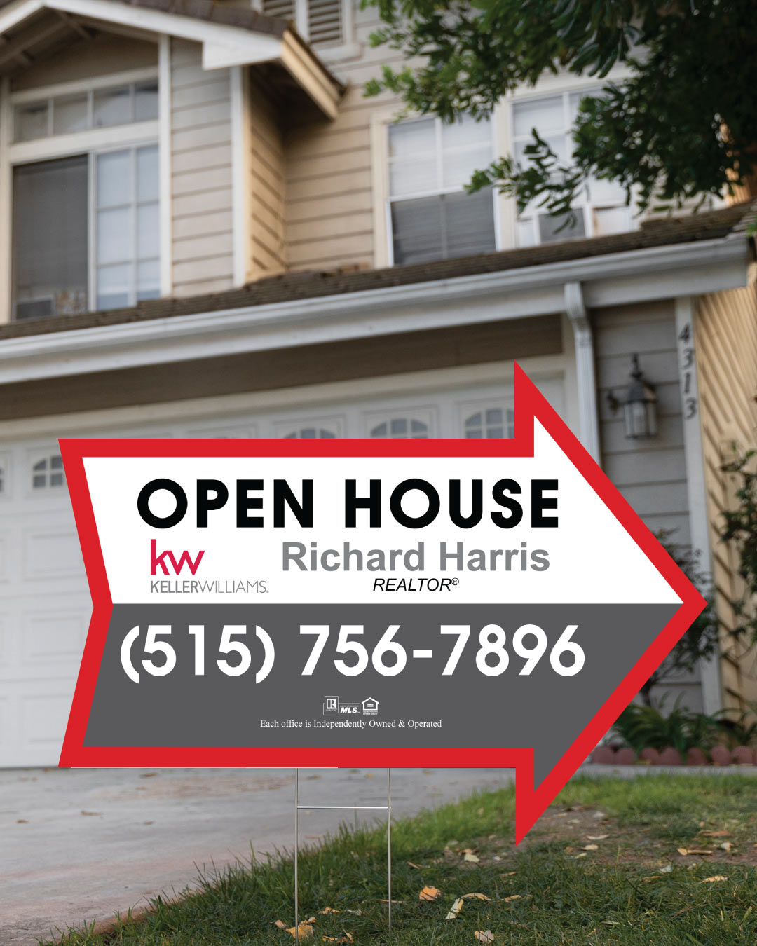 Keller Williams Realty Redbrick Arrow Shape Sign