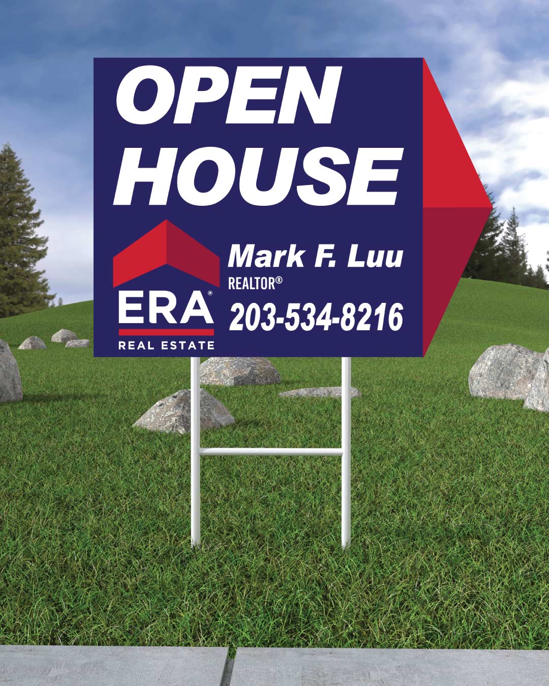 ERA Blue with Distinct Reds Arrow Shape Sign