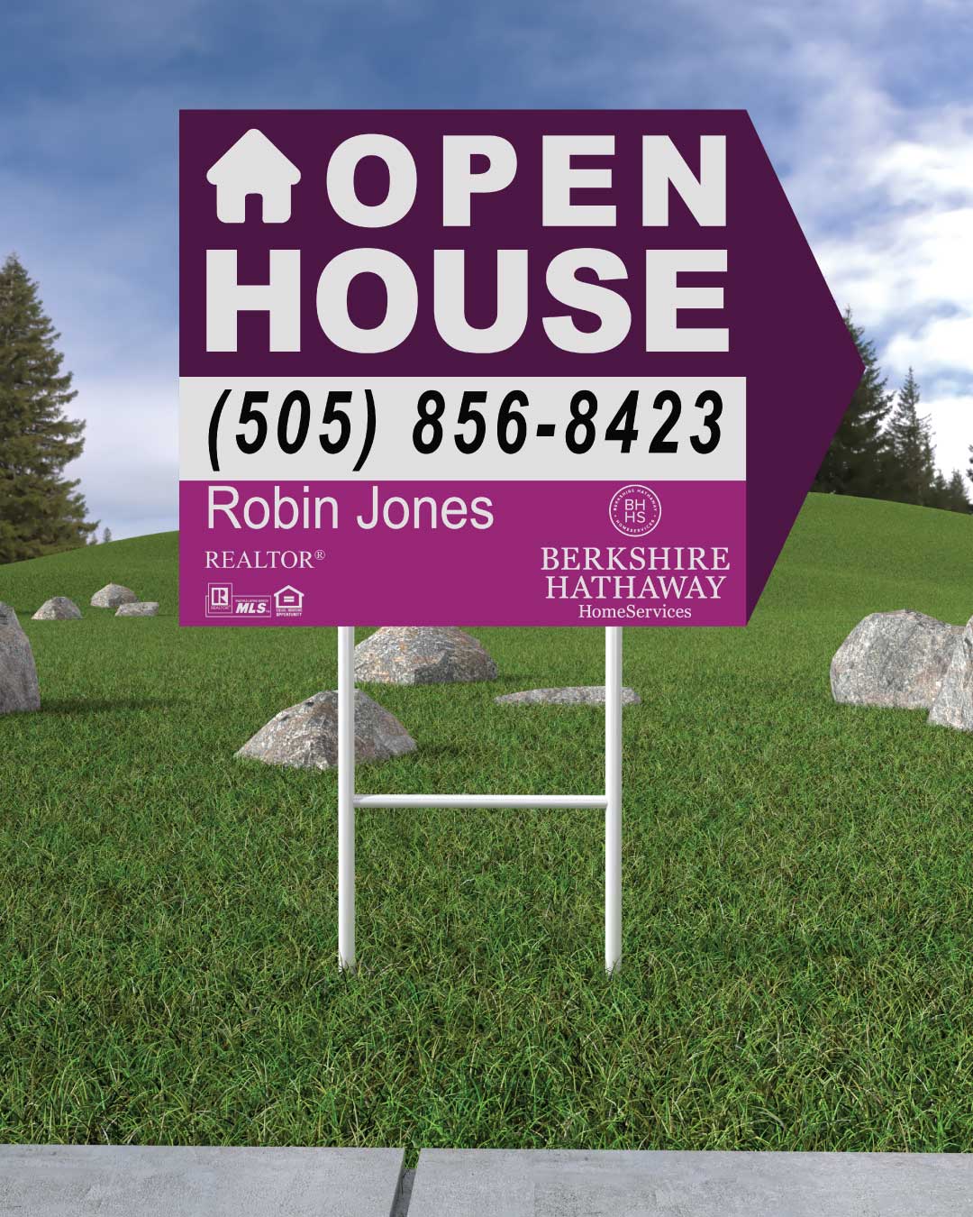 Berkshire Simple Purple Arrow Shape Sign