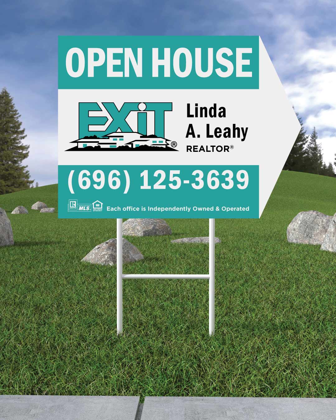 Exit Realty Crisp Turquoise  Arrow Shape Sign