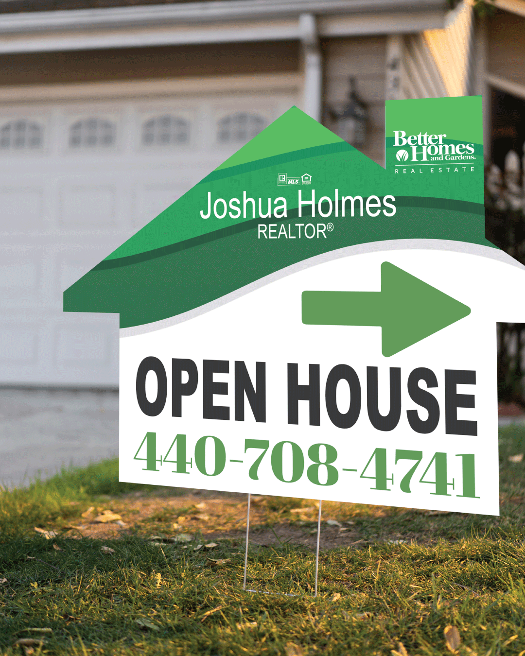 BHGRE Green Waves House Shape Sign AP Printing - BHGRE Green Waves House Shape Sign - Custom Printing Services