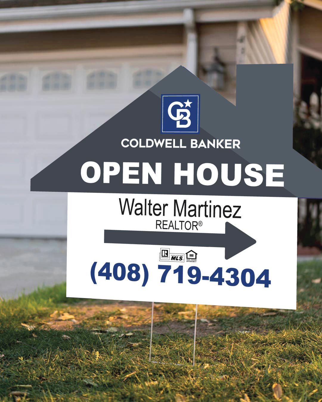 Coldwell Banker Gray and Blue House Modern Shape Sign