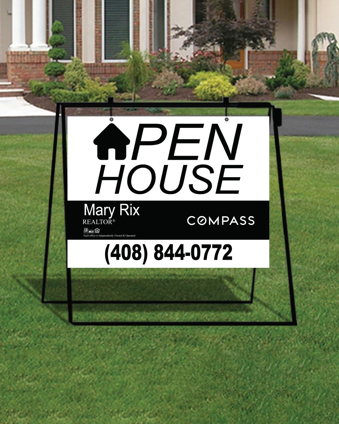 Compass Abstract Design House Metal Sidewalk A-Frame AP Printing - Compass Abstract Design House Metal Sidewalk A-Frame - Custom Printing Services