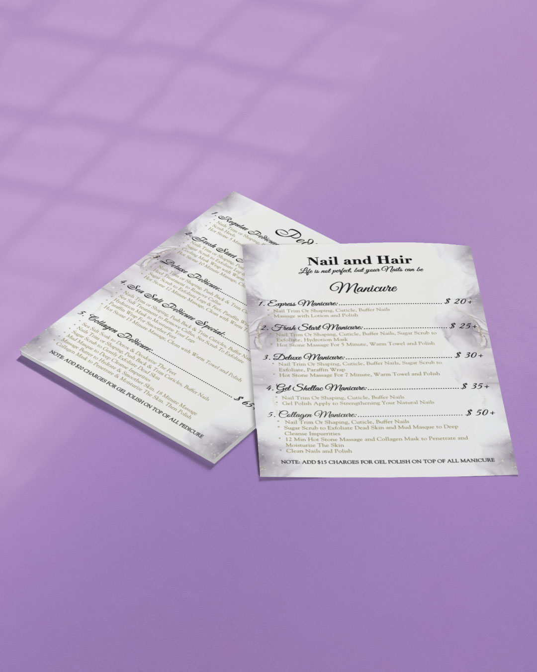 Gray Watercolor Menu