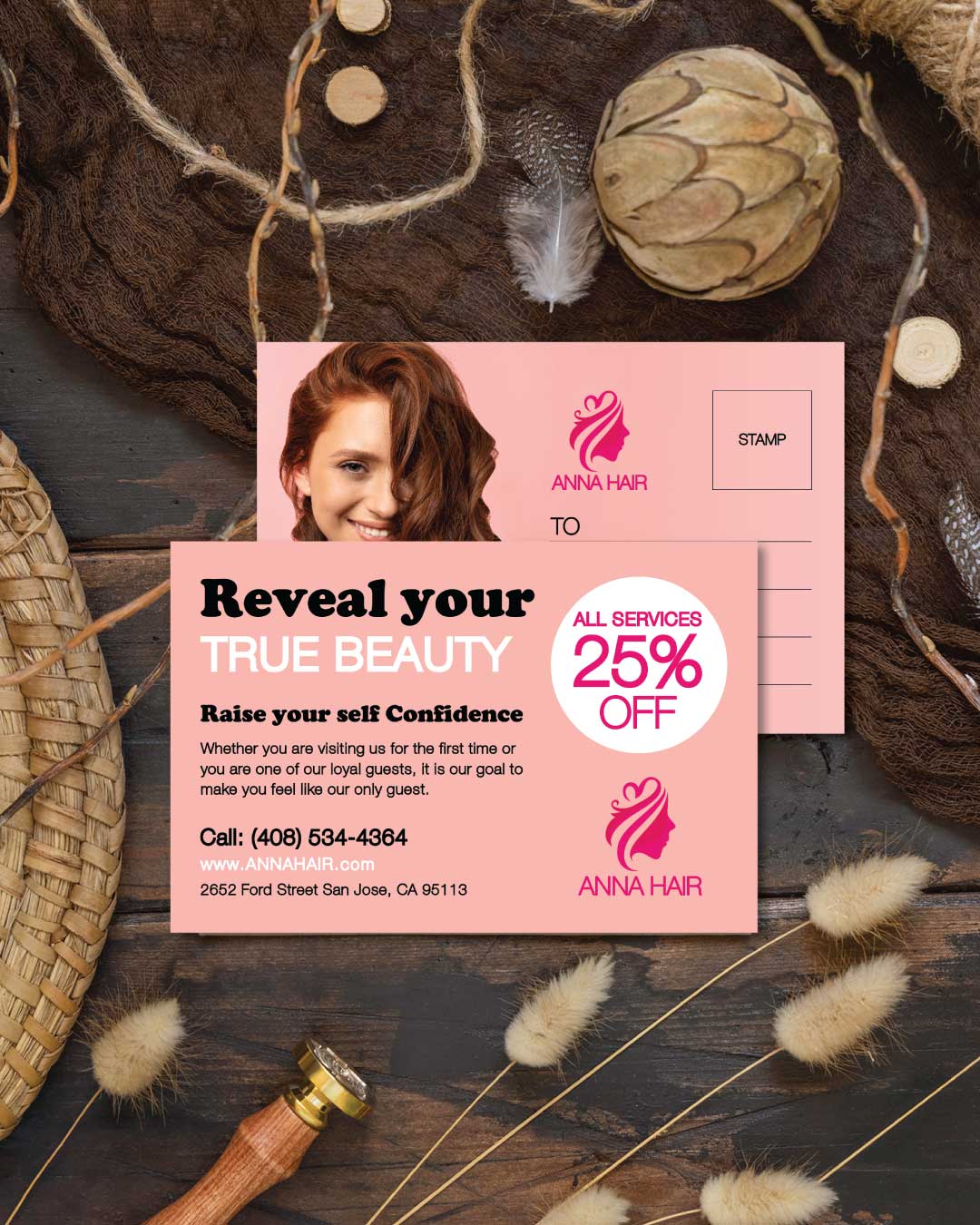 Pastel Pink With Photo Postcards AP Printing - Pastel Pink With Photo Postcards - Custom Printing Services
