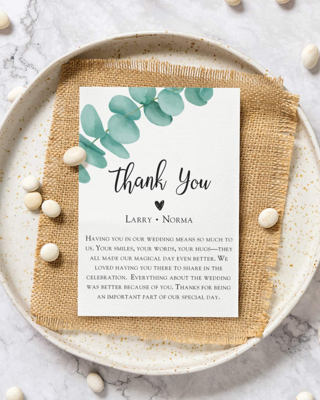 Blank Eucalyptus Leaves Thank You Cards Wedding