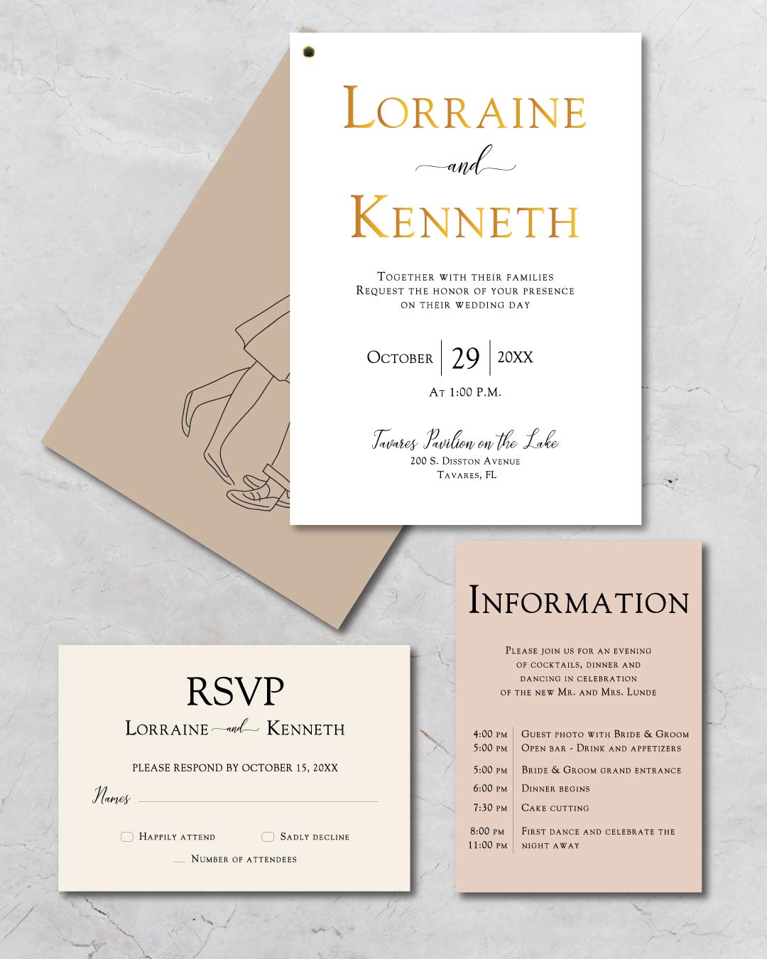 Simplicity And Elegance Foil Wedding Invitation