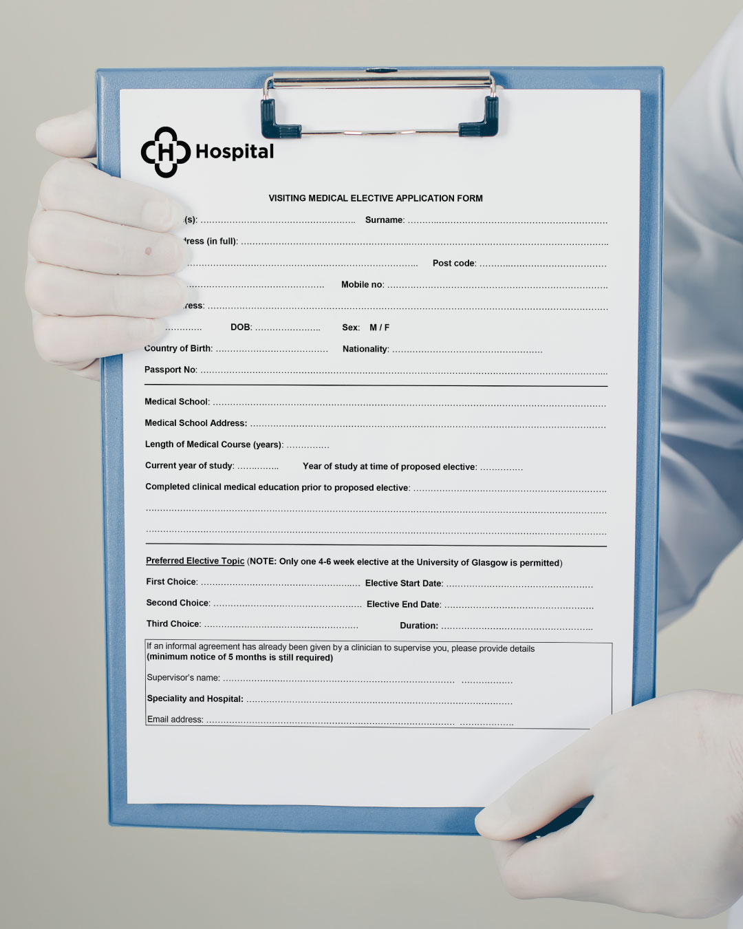 Sample Medical Application Form