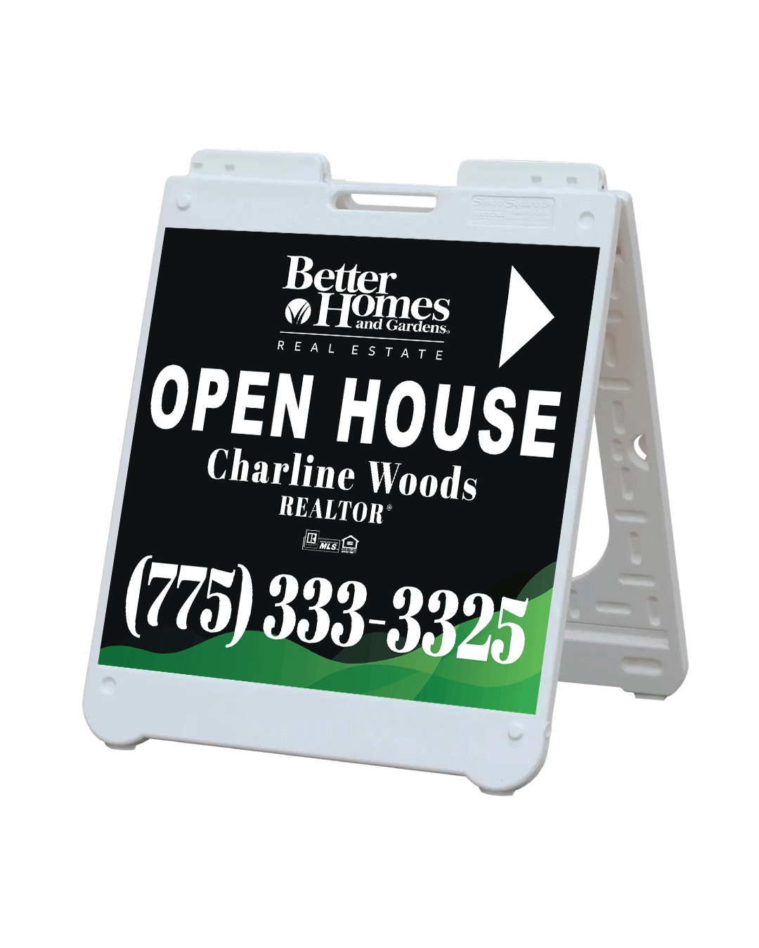 BHGRE Green Waves with Black A-Frame Sign 24x24 AP Printing - BHGRE Green Waves with Black A-Frame Sign 24x24 - Custom Printing Services