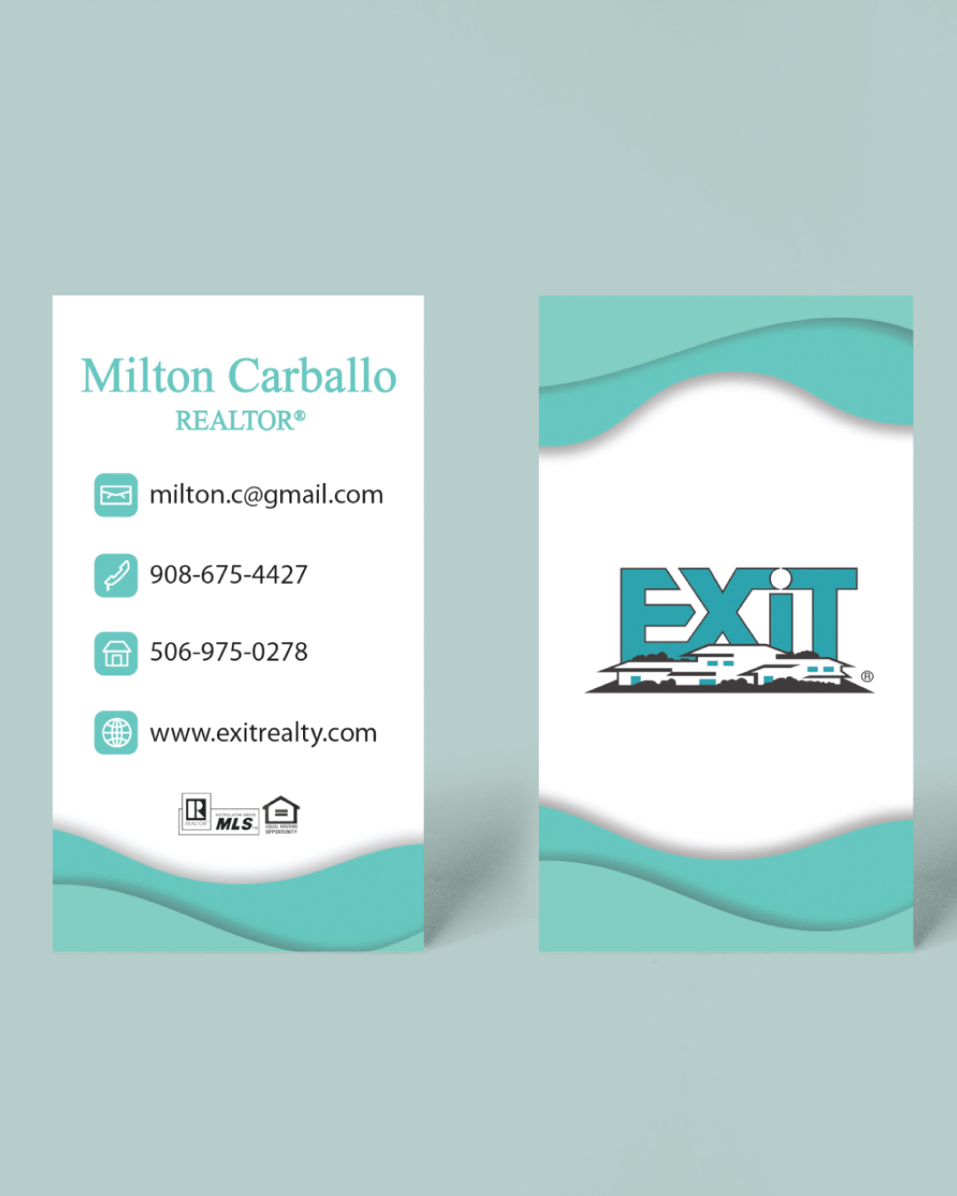 Exit Realty Simple Turquoise WavesBusiness Cards