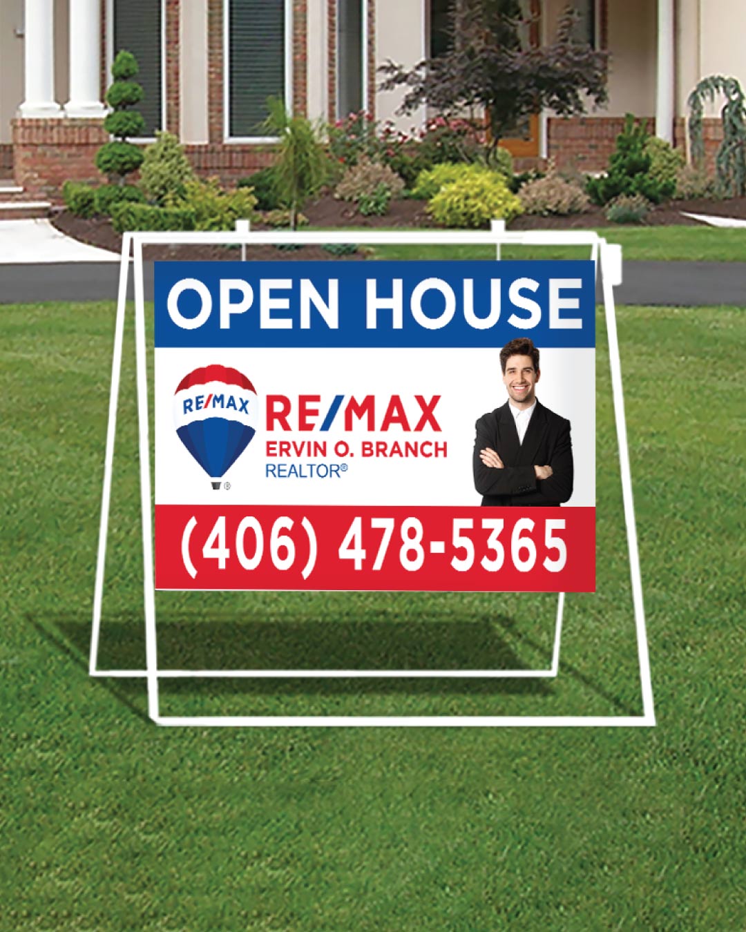 Remax Minimalist Red and Blue Metal Sidewalk A-Frame