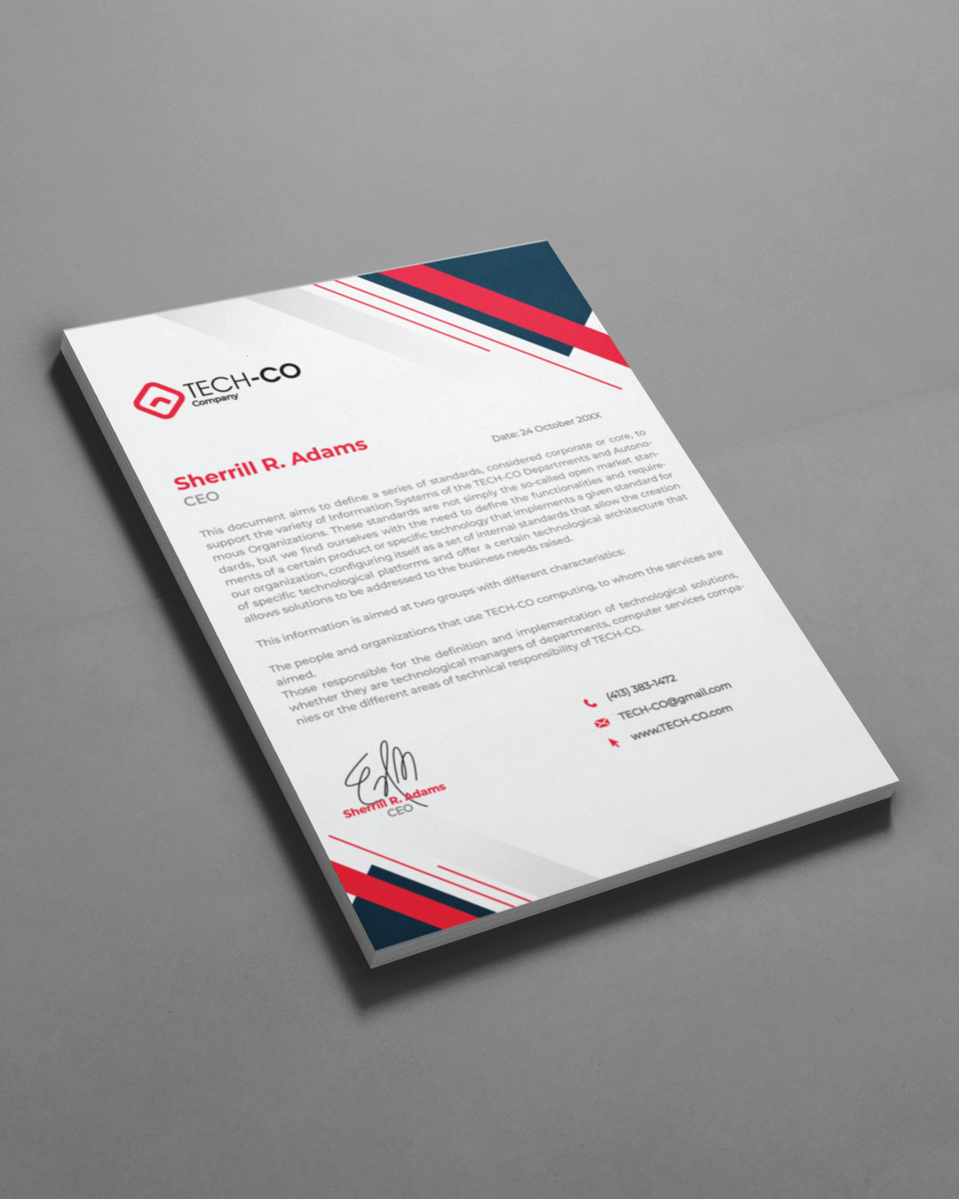Blue and Red Corners Letterhead