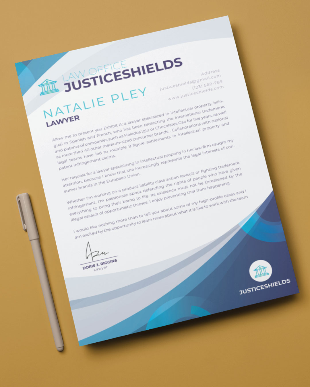 Blue Circles and Corners Letterhead