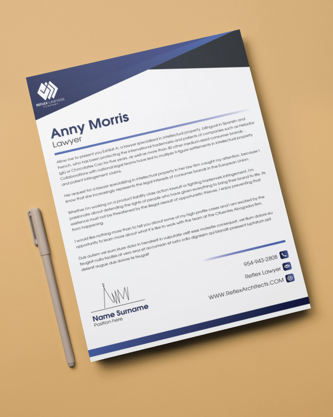 Blue and Black Letterhead