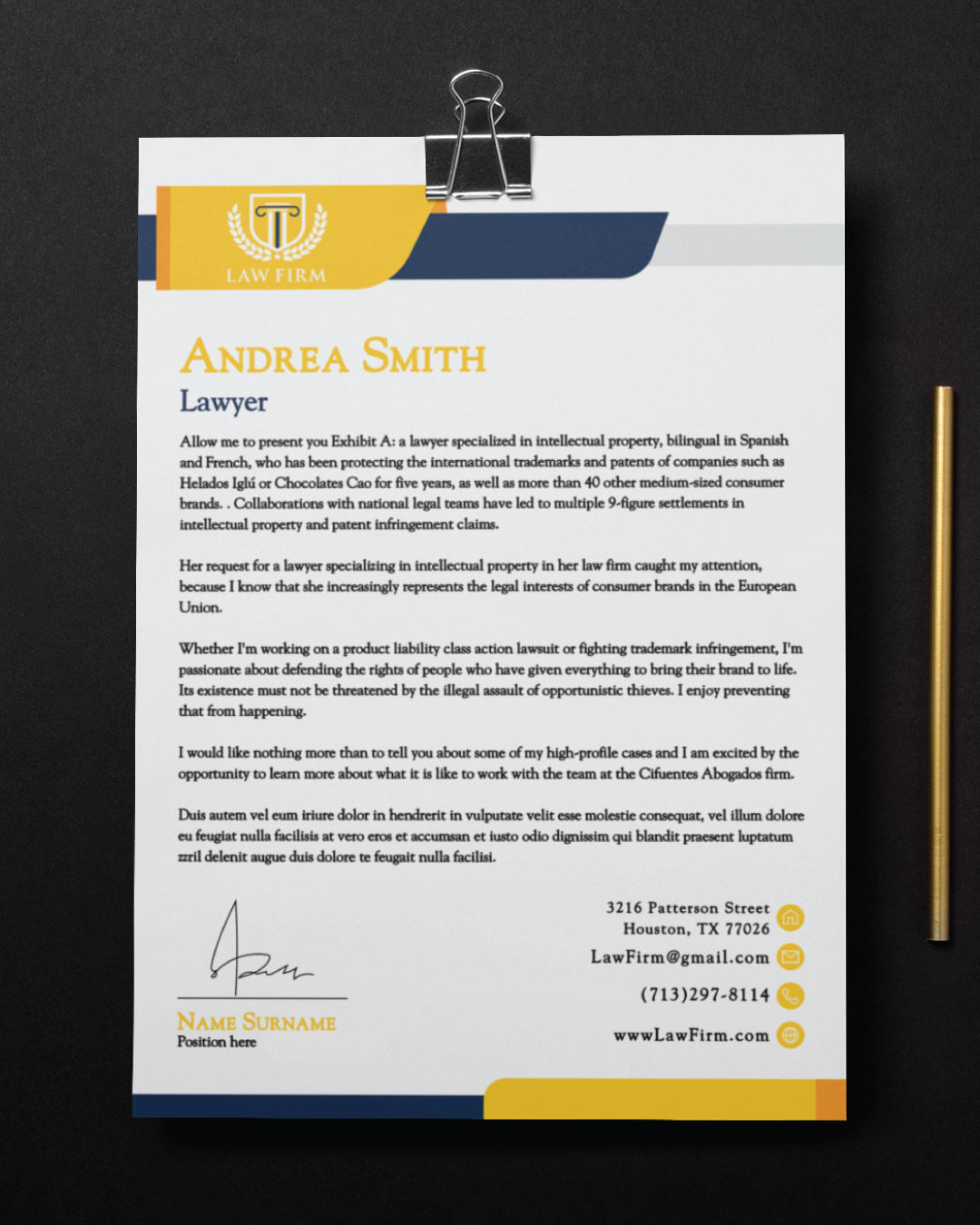 Yellow, Blue and Orange Letterhead