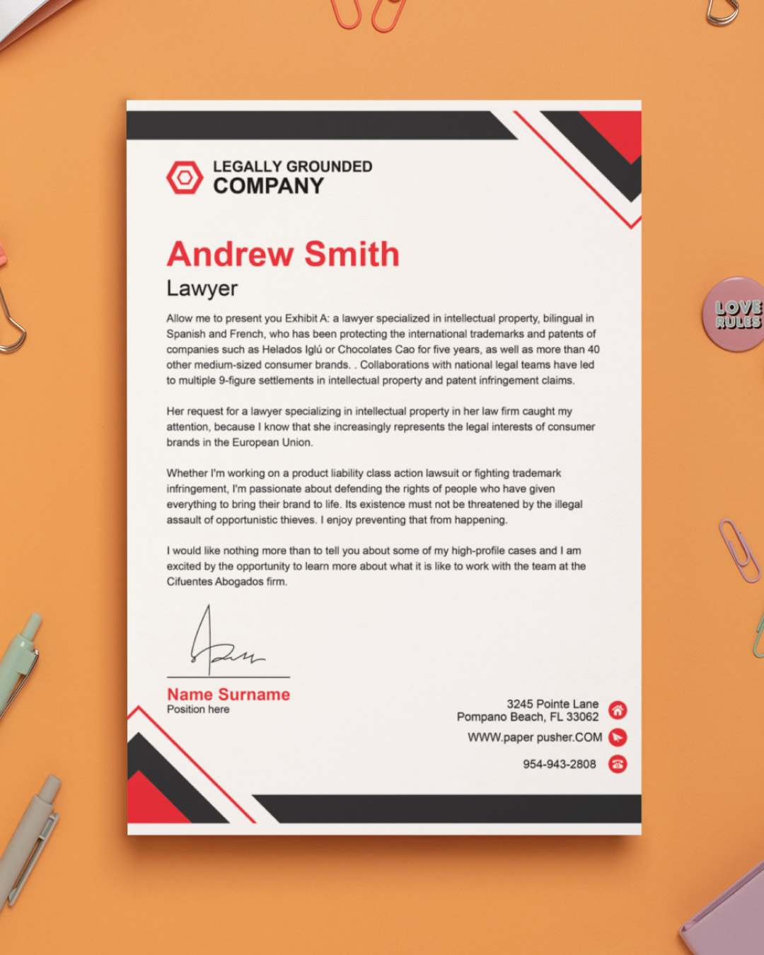 Triangles in the Corners Letterhead