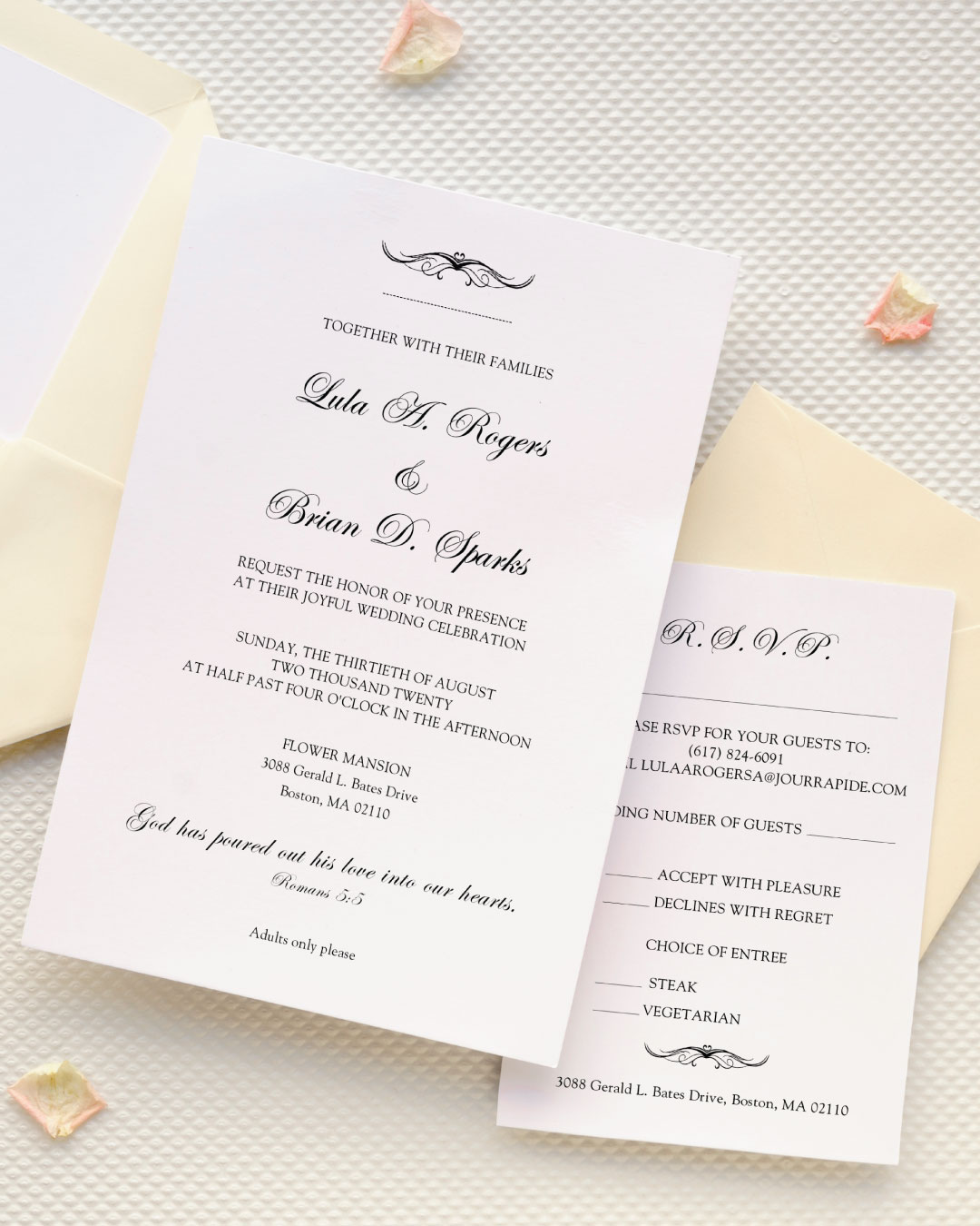 Simple Romance Simple Flat 5x7 Wedding Invitation AP Printing - Simple Romance Simple Flat 5x7 Wedding Invitation - Custom Printing Services