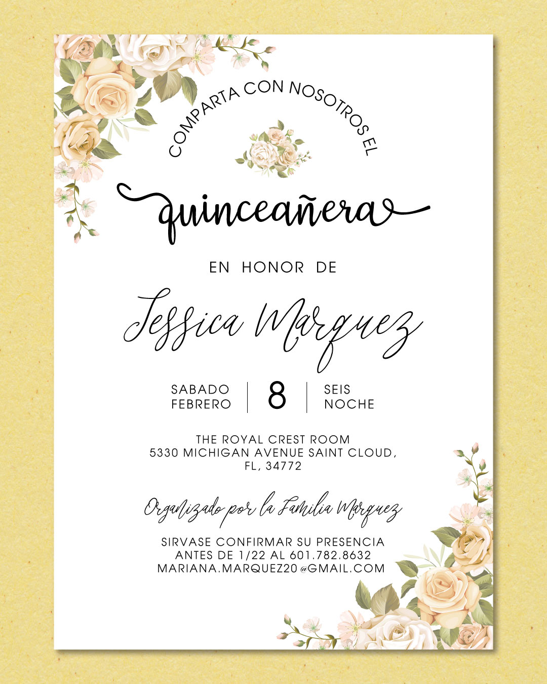 Floral Harmony Quinceanera Invitation