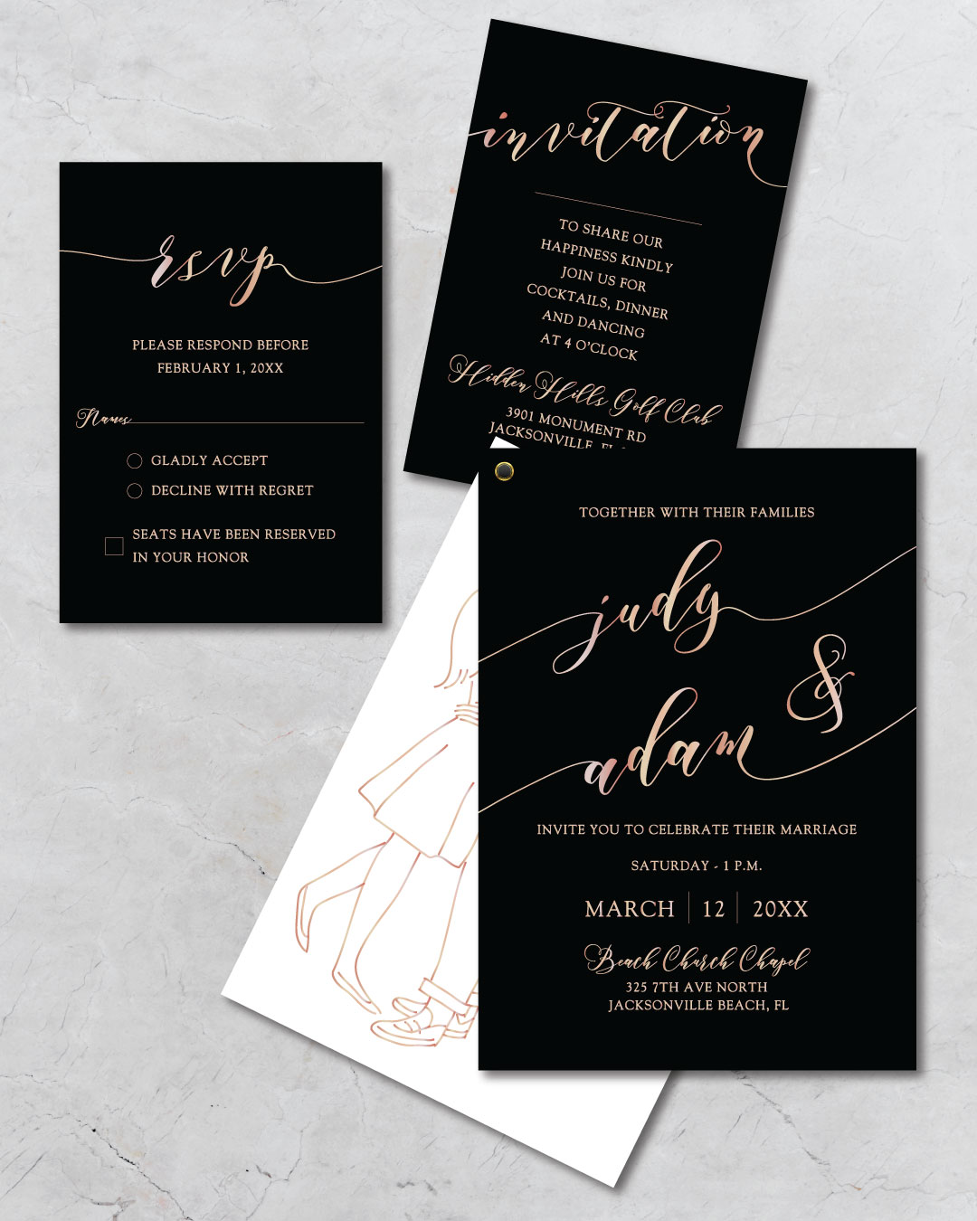 Enviable Galactic Pink Foil Wedding Invitation