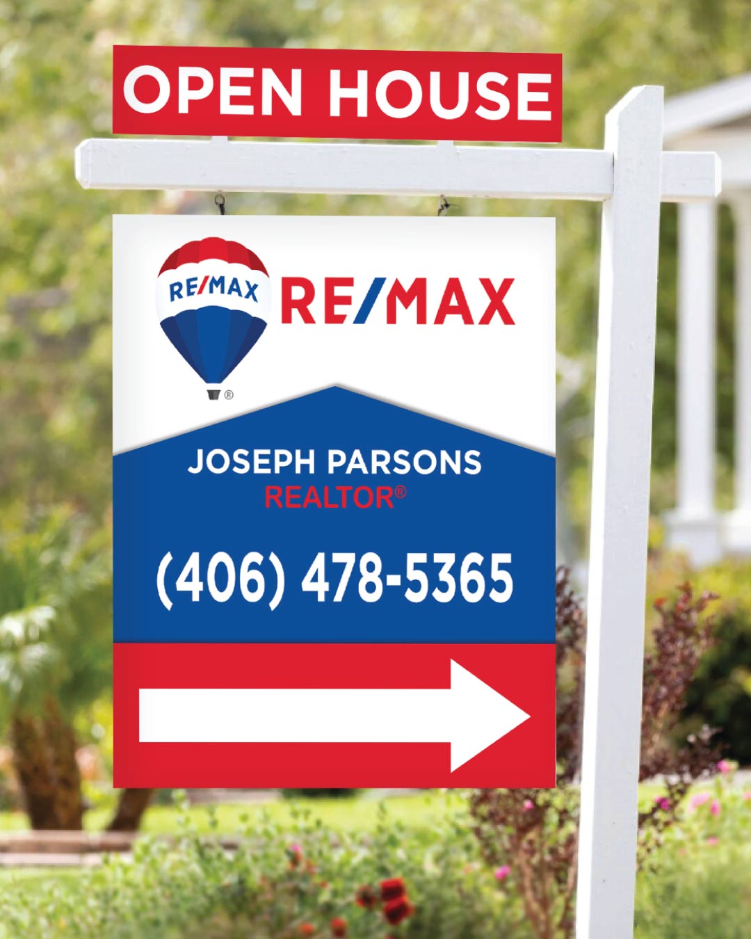AP Printing - Remax Blue and Red Triangular Colonial Sign - Custom Printing Services
