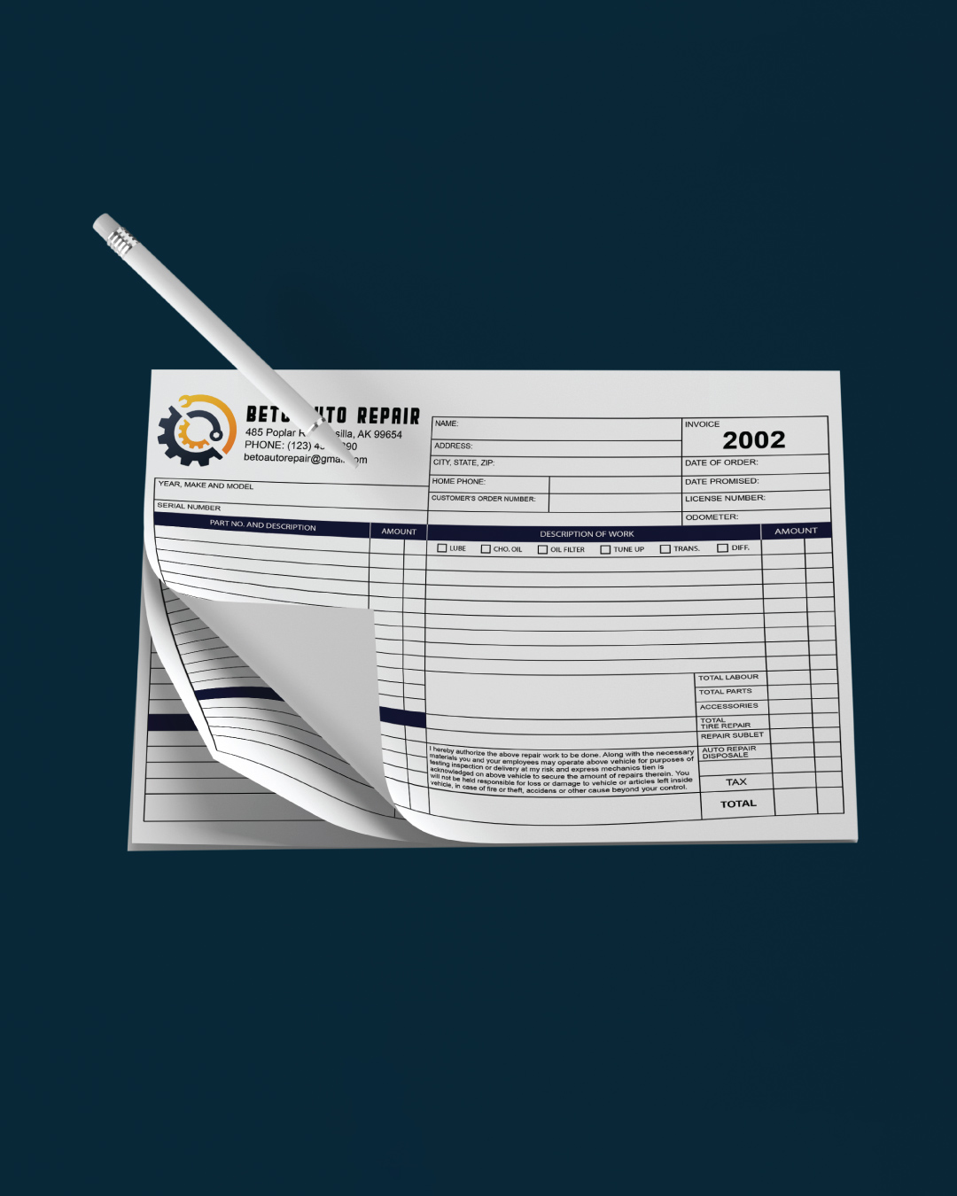 Dark Blue Carbonless Forms (Invoice)