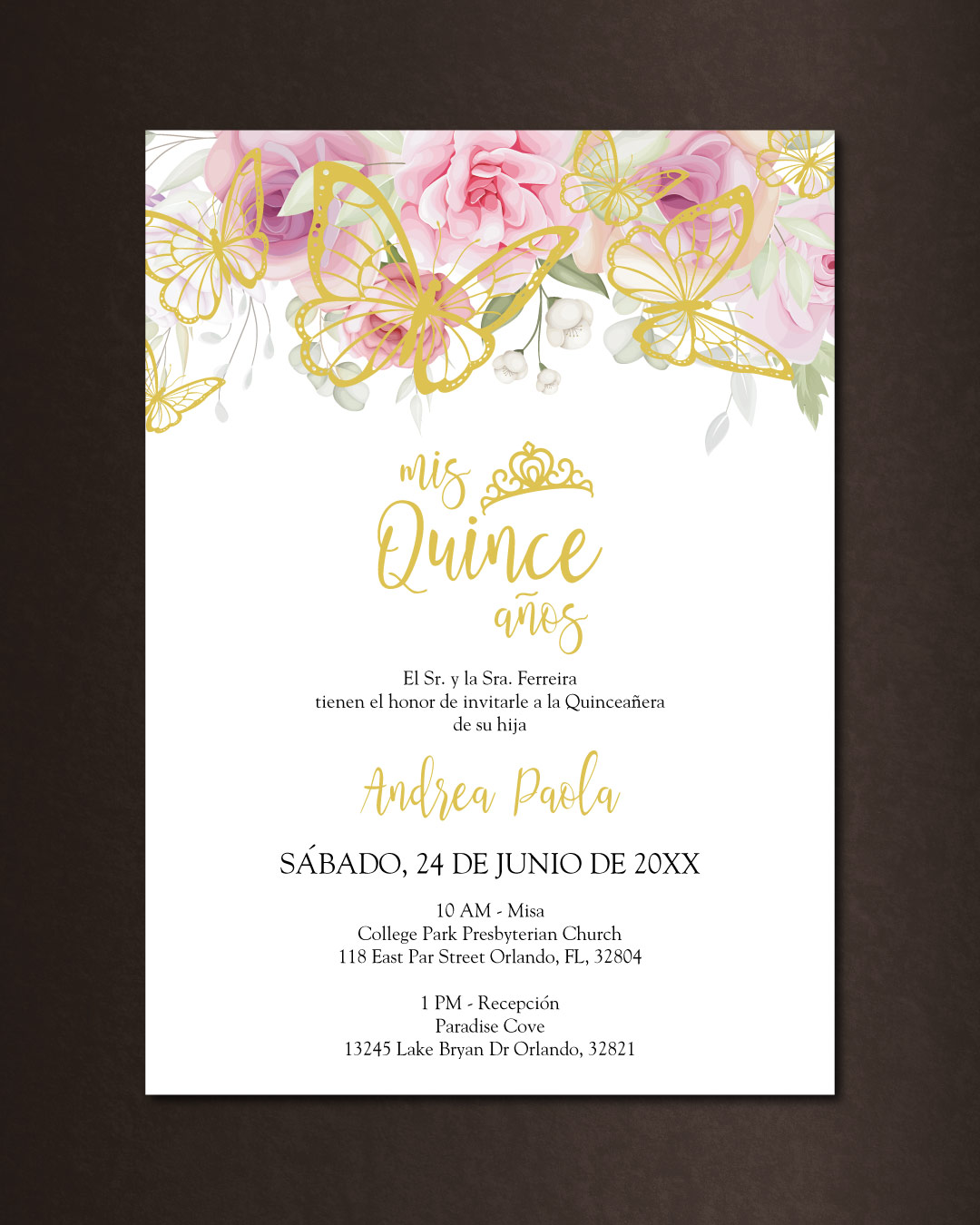 Dream Butterflies and Flowers Quinceanera Invitation