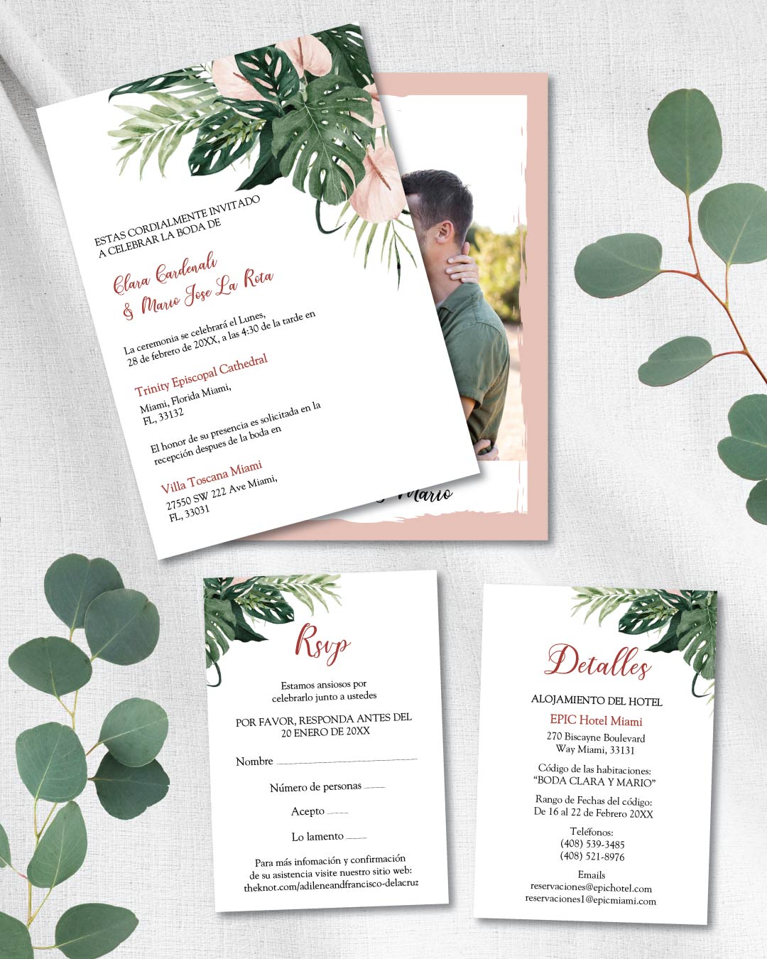Tropical Vow Harmony Simple Flat 5x7 Wedding Invitation