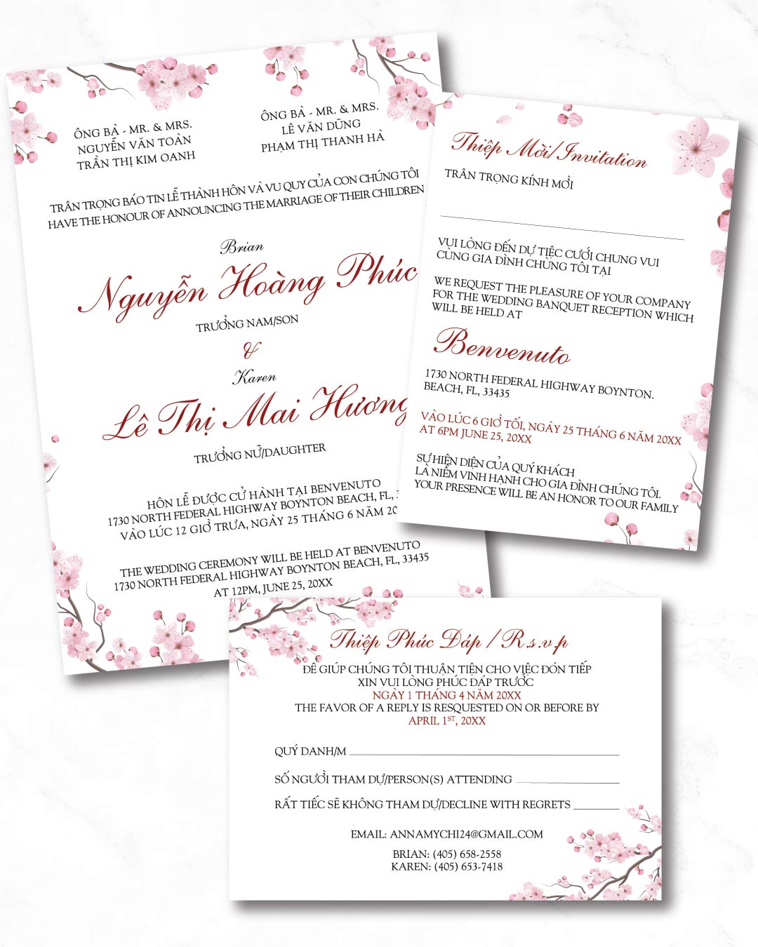 AP Printing - Cherry Blossom Elegance Simple Flat 5x7 Wedding Invitation - Custom Printing Services