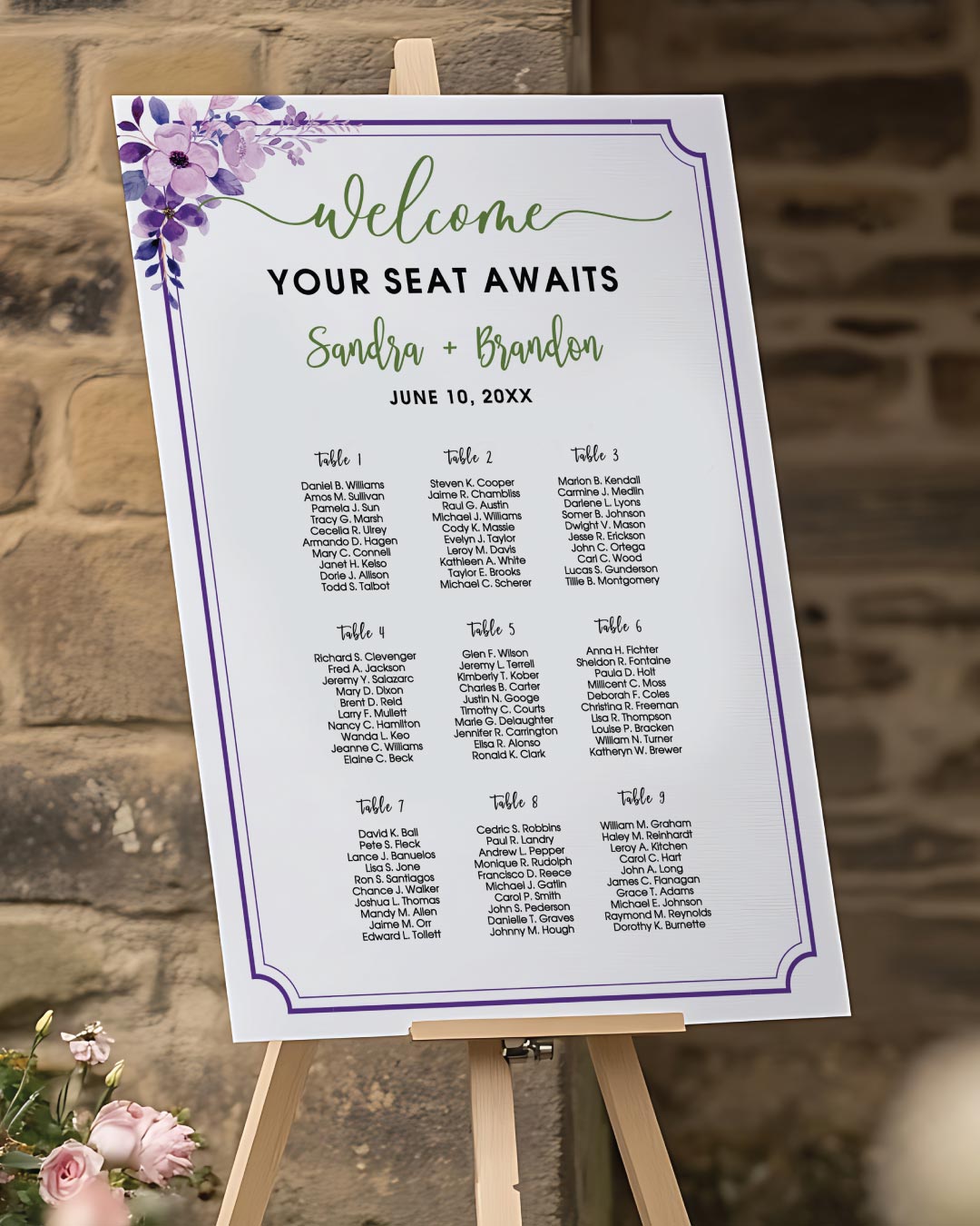 Floral Elegance Guest Seating Charts