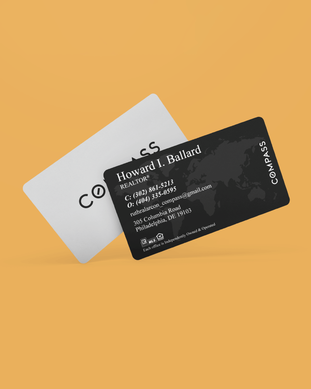 Compass Grey & Black Back Business Cards