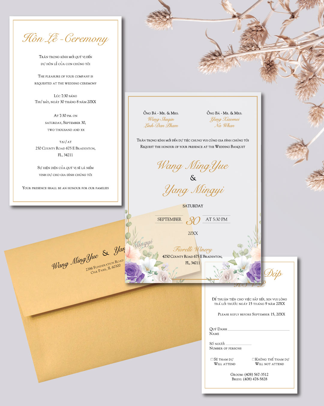 Frame Flowers Purple Acrylic Wedding Invitation AP Printing - Frame Flowers Purple Acrylic Wedding Invitation - Custom Printing Services
