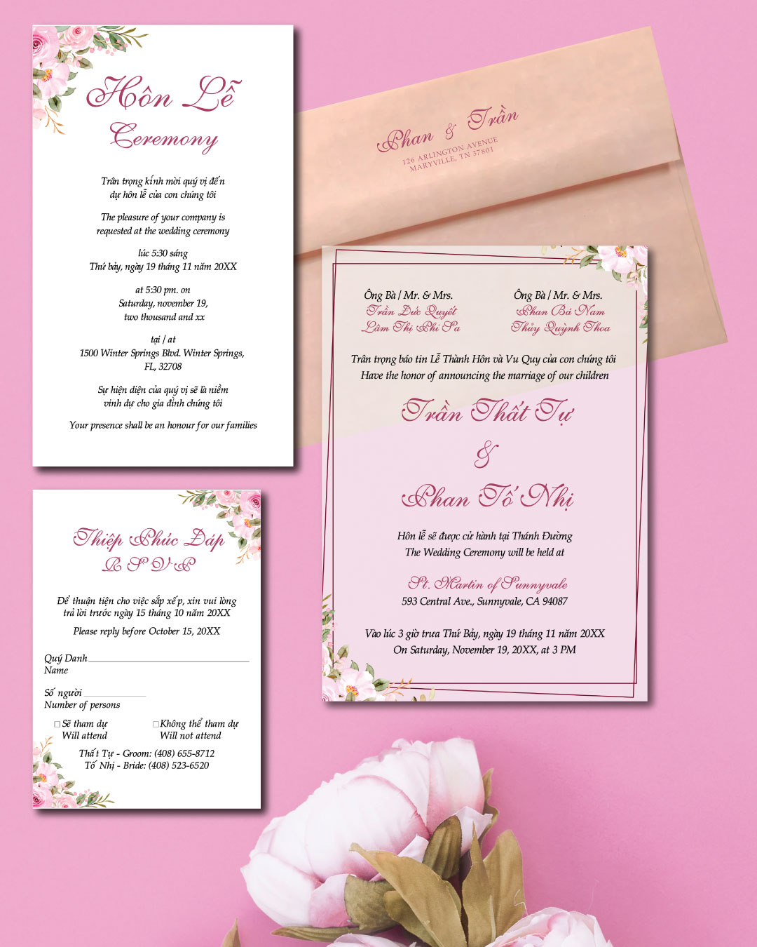 Frame Pink Flowers Acrylic Wedding Invitation AP Printing - Frame Pink Flowers Acrylic Wedding Invitation - Custom Printing Services
