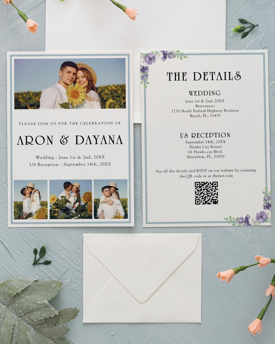 Sunflower Bliss Elegance Simple Flat 5x7 Wedding Invitation