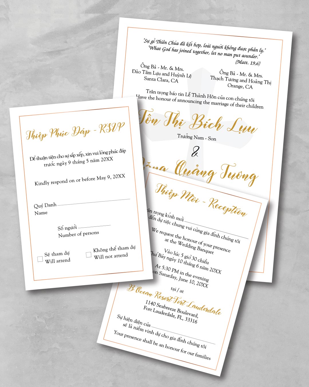 Golden Faith Union Simple Flat 5x7 Wedding Invitation