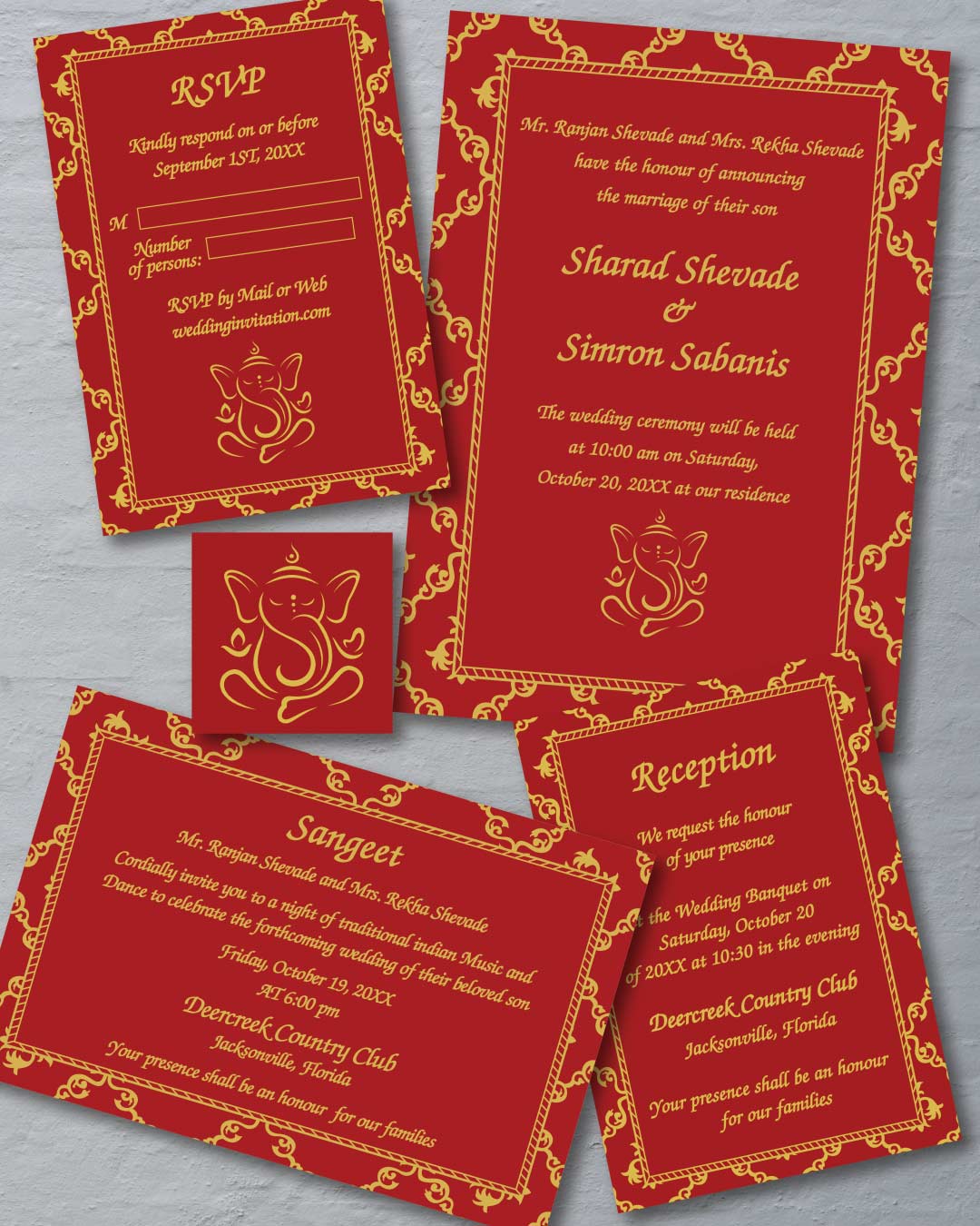 AP Printing - Sacred Golden Vows Indian Wedding Invitation - Custom Printing Services