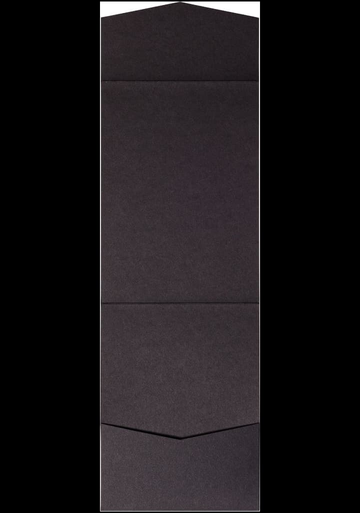 Black Solid Pocket & Folder Invitation Card, A7 Cascade