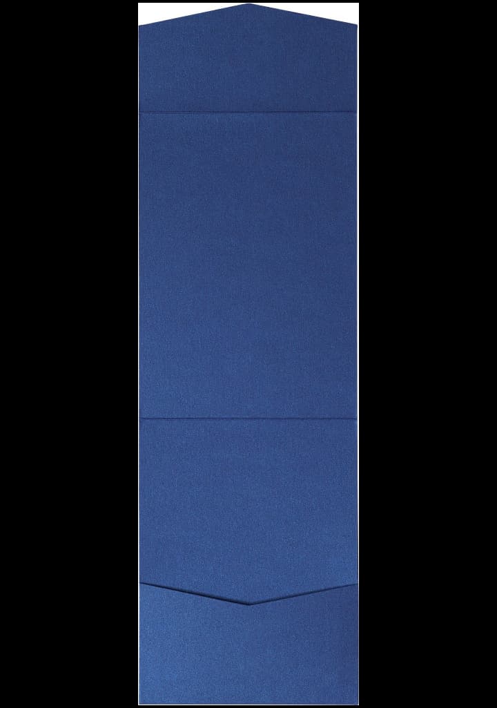 Blueprint Blue Metallic Pocket & Folder Invitation Card, A7 Cascade