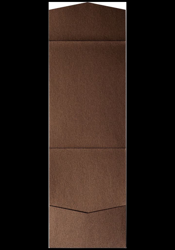 Bronze Brown Metallic Pocket & Folder Invitation Card, A7 Cascade