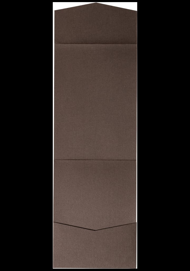 Dark Brown Linen Pocket & Folder Invitation Card, A7 Cascade