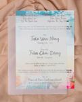 Summer Umbrellas Vellum Wrapped Vietnamese & English Wedding Invitation