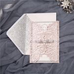 Gorgeous Lace Glittery Laser Cut Wedding Invitation