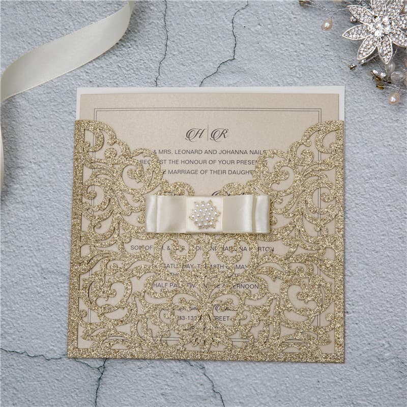 Navy Blue Gate Laser Cut Wedding Invitation