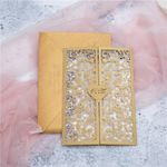 Silver Floral Tri-Fold Laser Cut Pocket Wedding Invitation