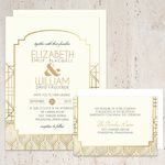 Golden Carvings Foil Fancy Luxury Wedding Invitation
