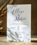 Cloudy Blue Simple Flat 5x7 Wedding Invitation